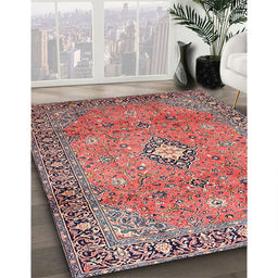 Machine Washable Traditional Brown Red Rug in a Family Room, wshtr3920