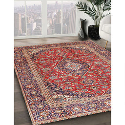 Traditional Fire Brick Red Persian Rug in Family Room, tr3922