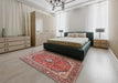 Traditional Fire Brick Red Persian Rug in a Bedroom, tr3922