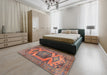 Traditional Chestnut Brown Persian Rug in a Bedroom, tr3923