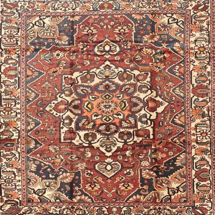 Round Machine Washable Traditional Brown Red Rug, wshtr3924