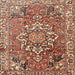 Round Machine Washable Traditional Brown Red Rug, wshtr3924