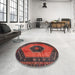 Round Traditional Chestnut Brown Medallion Rug in a Office, tr3925