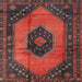 Square Traditional Chestnut Brown Medallion Rug, tr3925