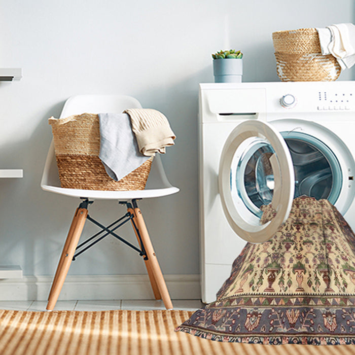 Machine Washable Traditional Sienna Brown Rug in a Washing Machine, wshtr3929
