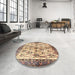 Round Traditional Sienna Brown Animal Rug in a Office, tr3929