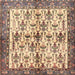 Round Machine Washable Traditional Sienna Brown Rug, wshtr3929