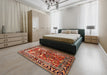 Machine Washable Traditional Tomato Red Rug in a Bedroom, wshtr392