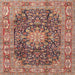 Square Traditional Brown Red Medallion Rug, tr3932