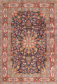 Machine Washable Traditional Brown Red Rug, wshtr3932