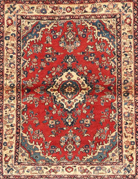 Machine Washable Traditional Tomato Red Rug, wshtr3934