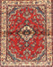 Machine Washable Traditional Tomato Red Rug, wshtr3934