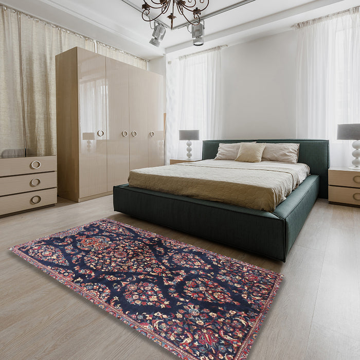 Traditional Purple Lily Purple Persian Rug in a Bedroom, tr3936