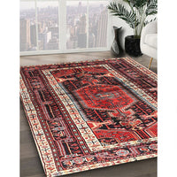 Traditional Saffron Red Medallion Rug, tr3937