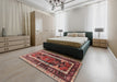 Traditional Saffron Red Medallion Rug in a Bedroom, tr3937