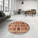 Round Traditional Sandy Brown Persian Rug in a Office, tr3938