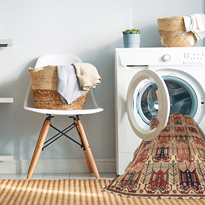 Machine Washable Traditional Sandy Brown Rug in a Washing Machine, wshtr3938