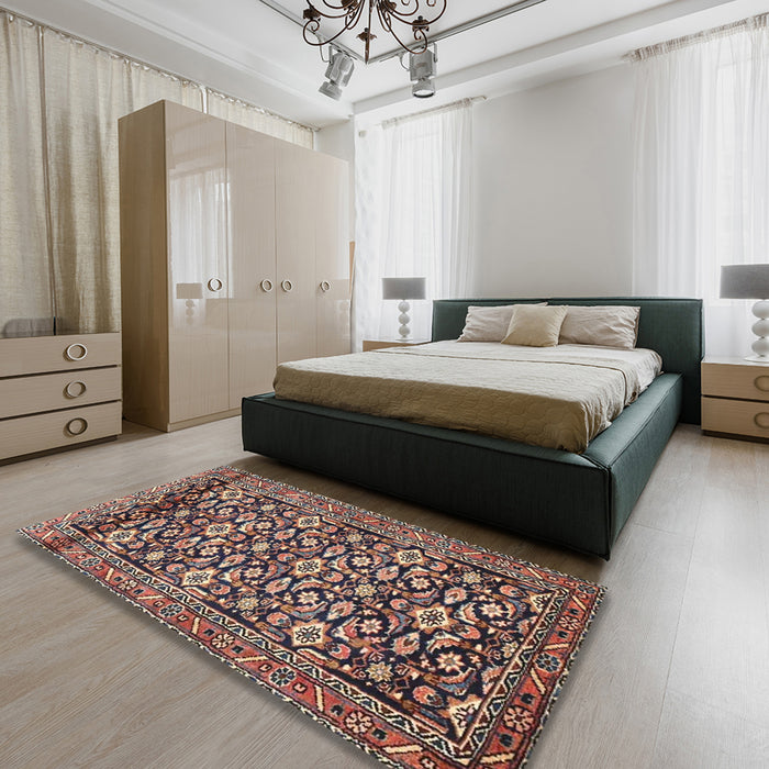 Machine Washable Traditional Bakers Brown Rug in a Bedroom, wshtr3939