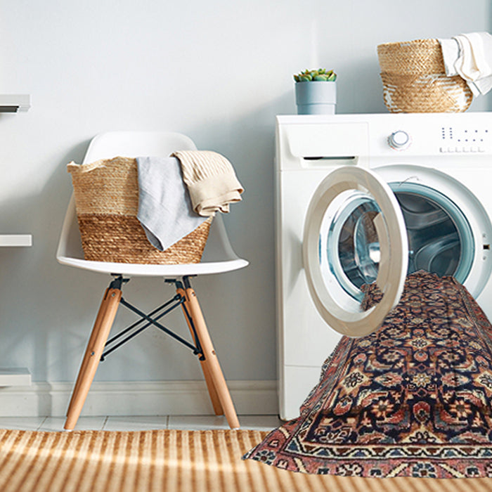 Machine Washable Traditional Bakers Brown Rug in a Washing Machine, wshtr3939