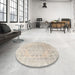 Round Machine Washable Traditional Light French Beige Brown Rug in a Office, wshtr3942