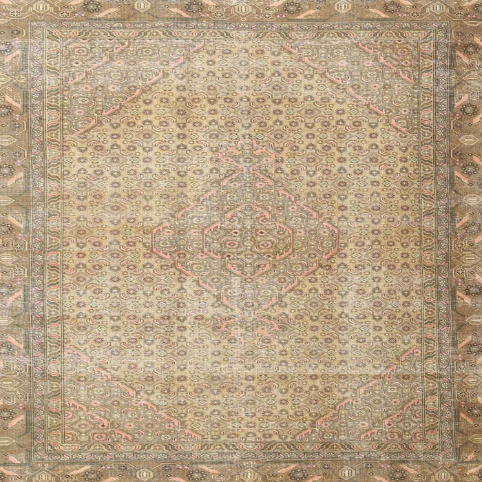 Round Machine Washable Traditional Orange Brown Rug, wshtr3943