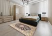 Traditional Chestnut Brown Persian Rug in a Bedroom, tr3946