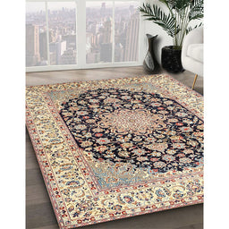 Traditional Chestnut Brown Persian Rug in Family Room, tr3946
