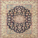 Round Machine Washable Traditional Chestnut Brown Rug, wshtr3946