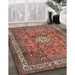 Traditional Light Copper Gold Persian Rug in Family Room, tr3947