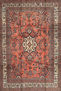 Machine Washable Traditional Light Copper Gold Rug, wshtr3947