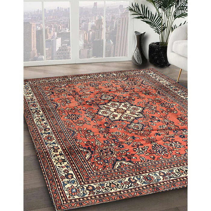 Machine Washable Traditional Light Copper Gold Rug in a Family Room, wshtr3947
