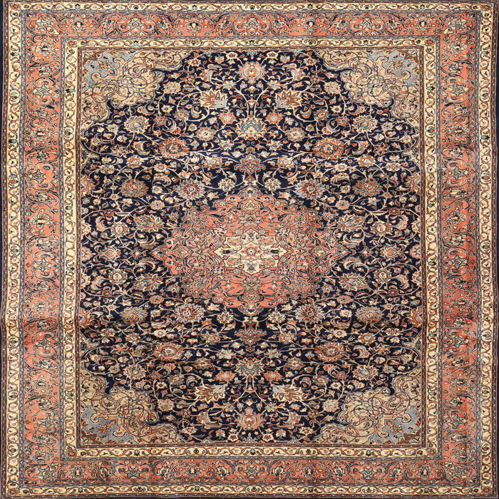 Round Machine Washable Traditional Red Brown Rug, wshtr3948