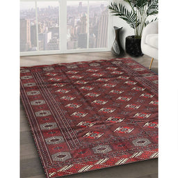 Traditional Chestnut Brown Persian Rug in Family Room, tr3949