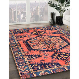 Traditional Chestnut Brown Persian Rug in Family Room, tr3951