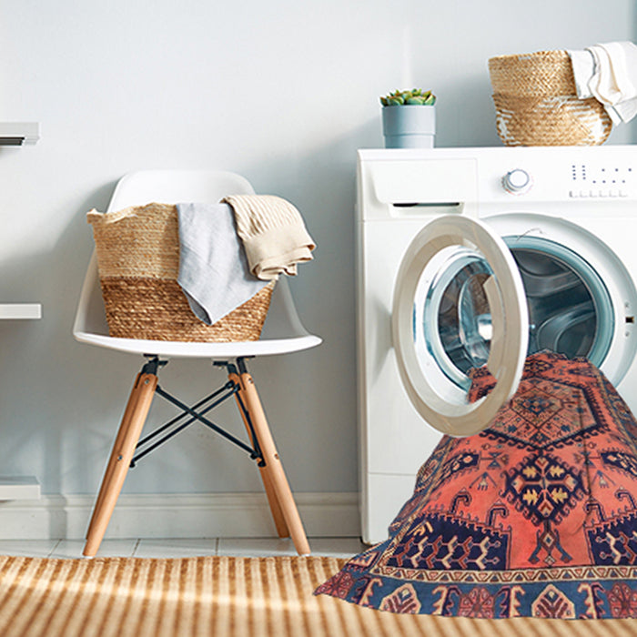 Machine Washable Traditional Chestnut Brown Rug in a Washing Machine, wshtr3951