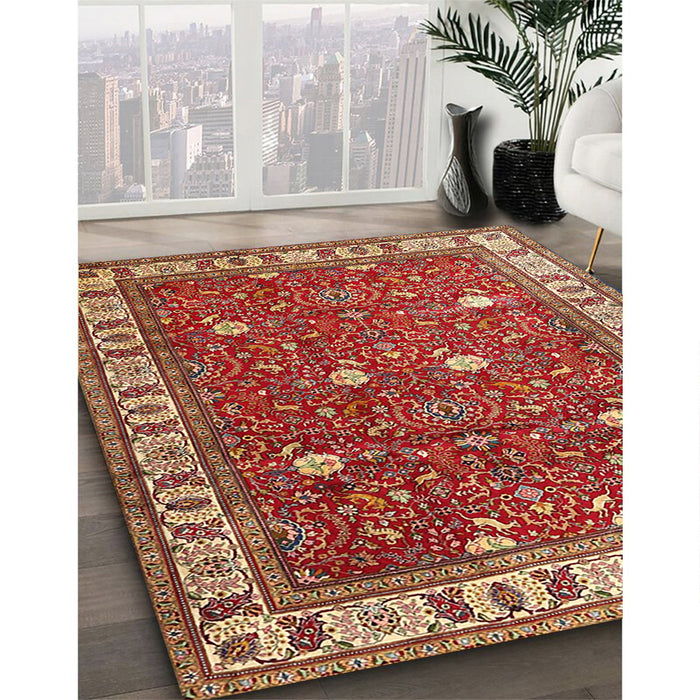 Machine Washable Traditional Sand Brown Rug in a Family Room, wshtr3952
