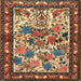 Square Traditional Brown Animal Rug, tr3955