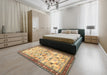 Traditional Chrome Gold Yellow Persian Rug in a Bedroom, tr3956