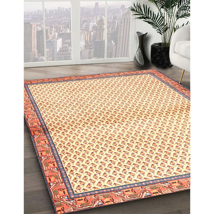 Traditional Brown Gold Persian Rug in Family Room, tr3957