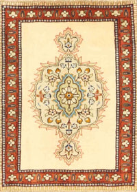 Machine Washable Traditional Sun Yellow Rug, wshtr3958