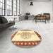 Round Traditional Sun Yellow Persian Rug in a Office, tr3958