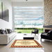 Square Traditional Sun Yellow Persian Rug in a Living Room, tr3958