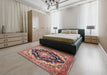 Traditional Brown Red Medallion Rug in a Bedroom, tr395