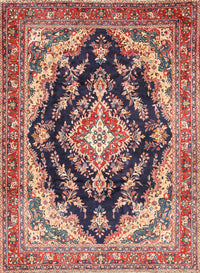 Machine Washable Traditional Brown Red Rug, wshtr395