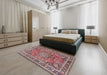 Machine Washable Traditional Brown Red Rug in a Bedroom, wshtr3961