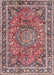 Machine Washable Traditional Brown Red Rug, wshtr3961