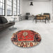 Round Traditional Red Persian Rug in a Office, tr3962