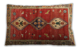 Traditional Classic Rectangular Red Lumbar Throw Pillow, 13 inch by 19 inch, lbtr3963
