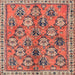 Round Machine Washable Traditional Brown Red Rug, wshtr3964