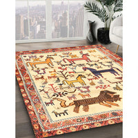 Traditional Sun Yellow Animal Rug, tr3965